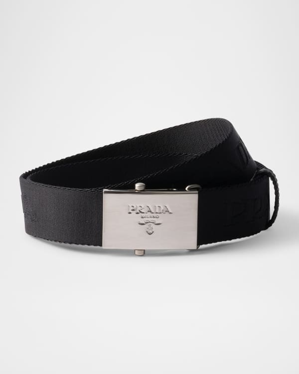 Saint Laurent Men's LA 66 Thin YSL Belt in Shiny Leather
