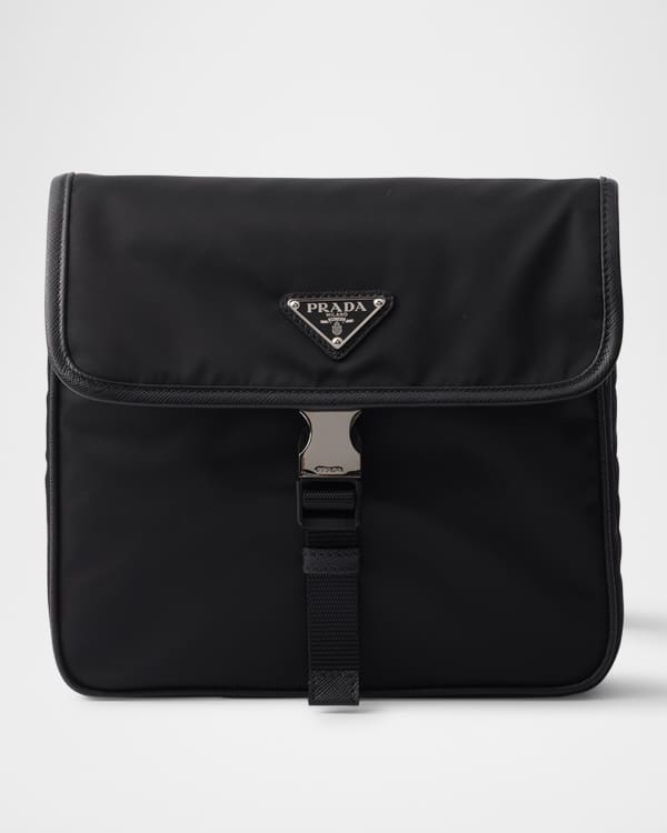 Prada Men's Antiqued Leather Zipper Shoulder Bag | Neiman Marcus