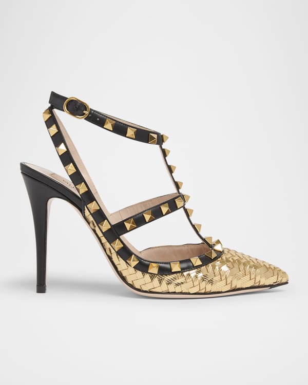 65mm Rockstud Lace Ankle-Strap Pumps