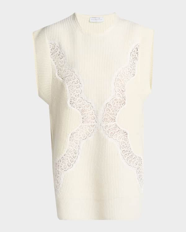 Akris punto Sailor-Collar Cap-Sleeve Zip Knit Sweater