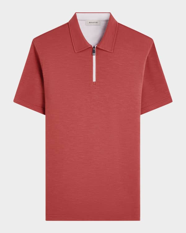 Bugatchi Men's Ribbed Polo Sweater | Neiman Marcus