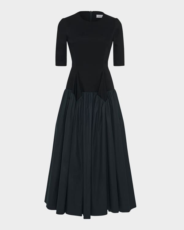 Rosetta Getty Mixed-Media Turtleneck Long-Sleeve Bias Gown | Neiman Marcus