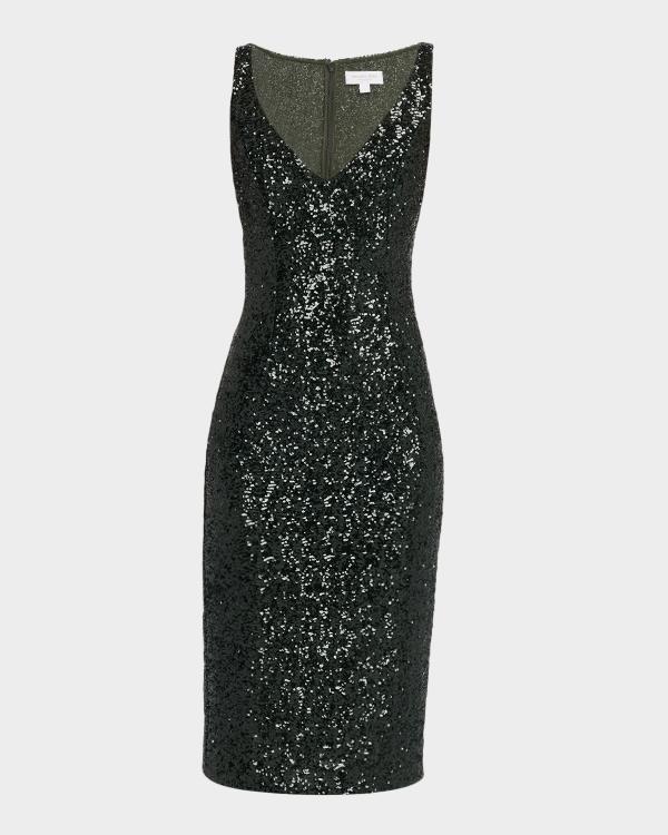 Prada Embroidered Sequin Tie-Shoulder Midi Dress