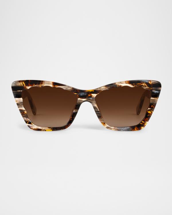 Krewe Simone Polarized Sunglasses Tortoiseshell Krewe Simone Oyster Black And Crystal 24K main image 2