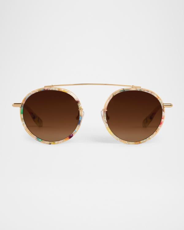 Lele Sadoughi Oceanside Raffia & Acetate Oval Sunglasses  display picture 1