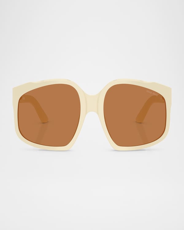 Miu Miu MU 54YS 80 Rimless Titanium Wrap Sunglasses | Neiman Marcus