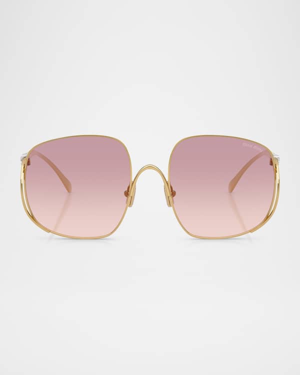 Miu Miu MU 54YS 80 Rimless Titanium Wrap Sunglasses | Neiman Marcus
