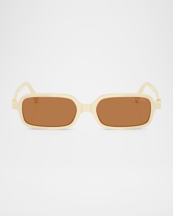 Miu Miu Logo Acetate Rectangle Sunglasses | Neiman Marcus