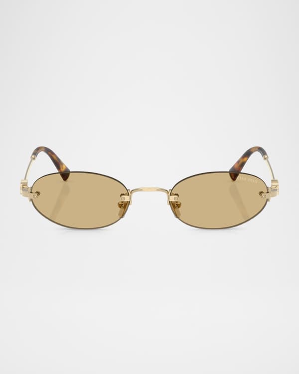 小物 Miumiu half-rim oval sunglasses archive Miu Miu Mirrored Acetate Oval Sunglasses | Neiman Marcus