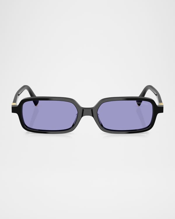 Miu Miu Logo Acetate Rectangle Sunglasses | Neiman Marcus