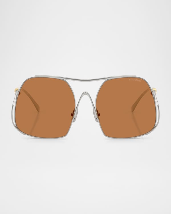 Miu Miu Metal Rimless Wrap Sunglasses | Neiman Marcus