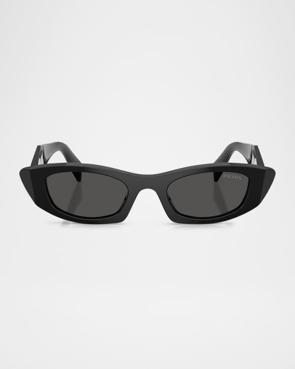 Prada PR 26ZSF Logo Beveled Acetate Oval Sunglasses | Neiman Marcus