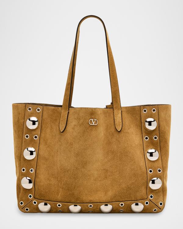 Valentino Garavani Medium Suede Shopping Bag with Shearling Lining