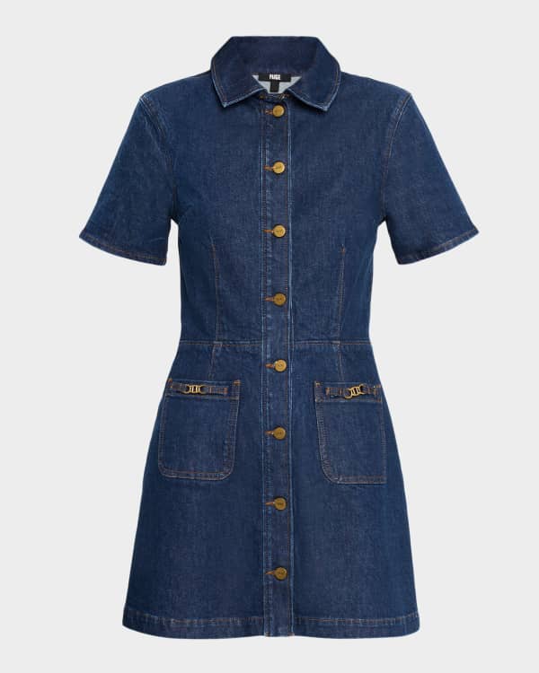 white christmas dresses Ellie Denim Mini Dress - Indigo Lace Trim main image 0
