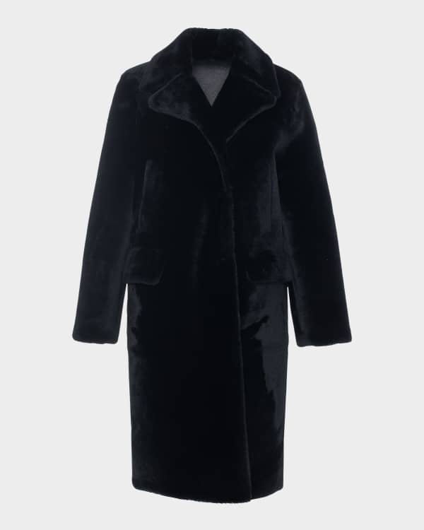 Gorski Love Intarsia Shearling Lamb Zipper-Side Stroller Coat