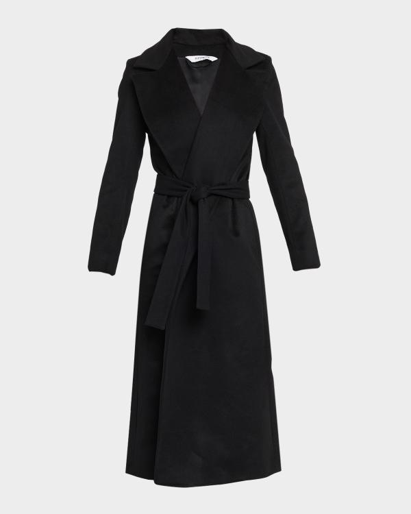Fleurette Margaux Mid-Length Wool Coat with Leather Trim | Neiman