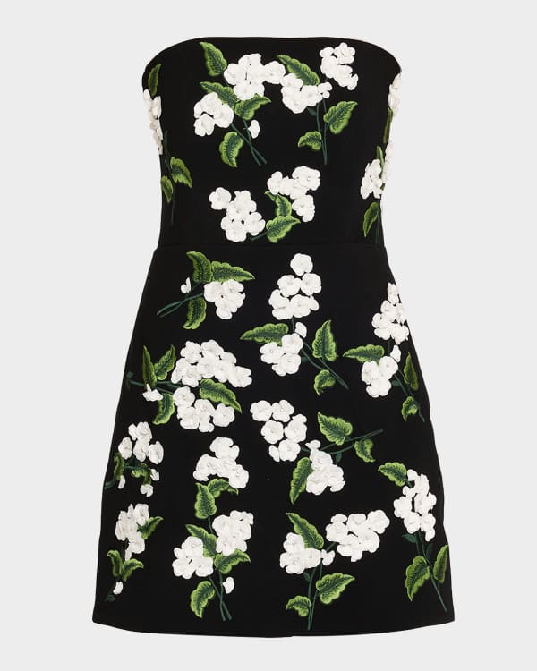 Alice + Olivia Georgie Sequined Semi-Sheer Strapless Gown