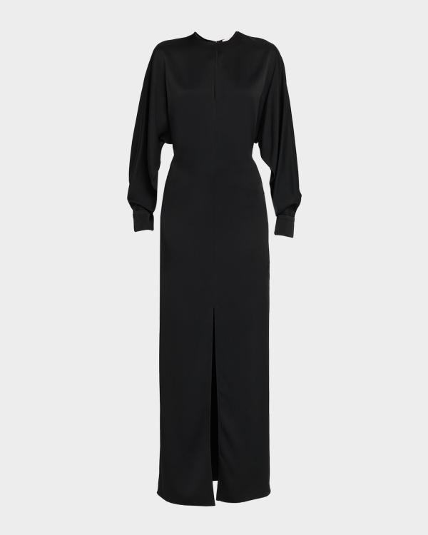 michael kors jersey dress Collection Gathered Necklace Sleeveless Crepe Gown Straight hemline