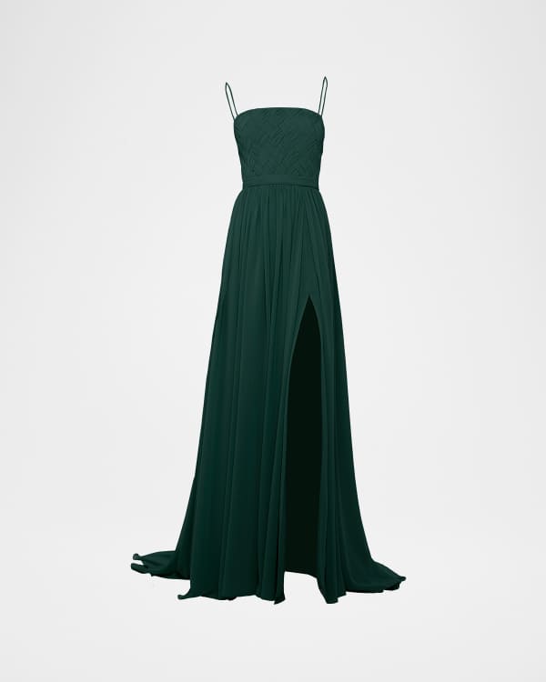 Mona Embellished Plunging Backless Gown