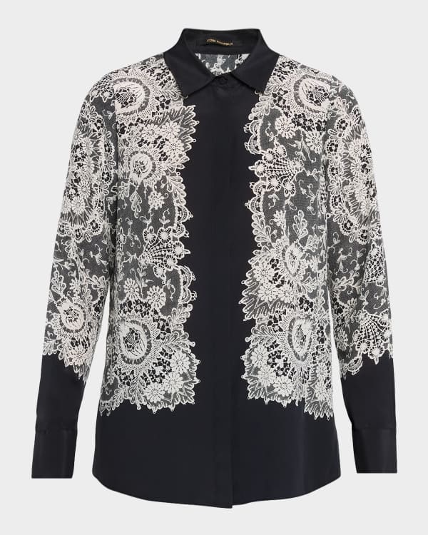 Kaylor Layered Embroidered Mesh Blouse