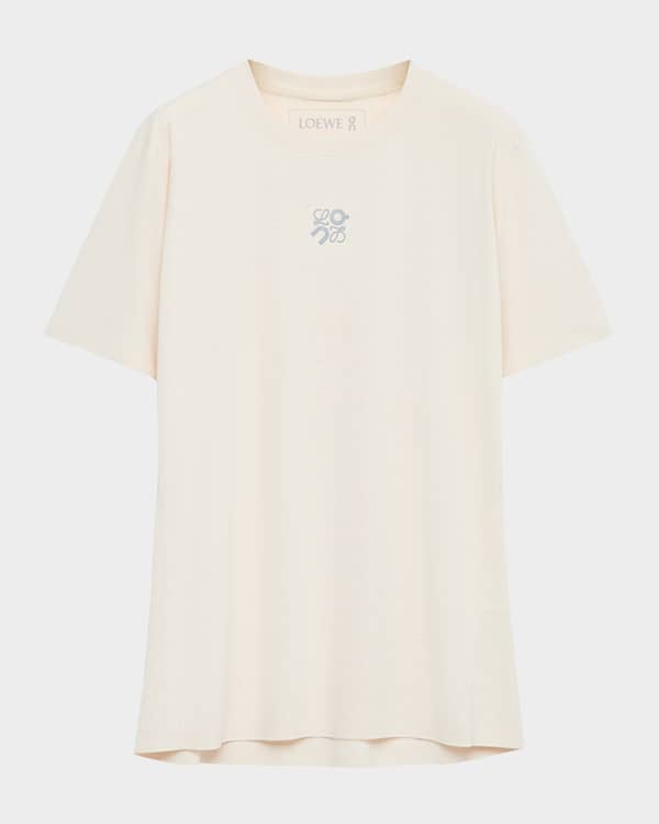 Loewe x Paula Ibiza Boxy Fit T-Shirt with Raffia Anagram | Neiman