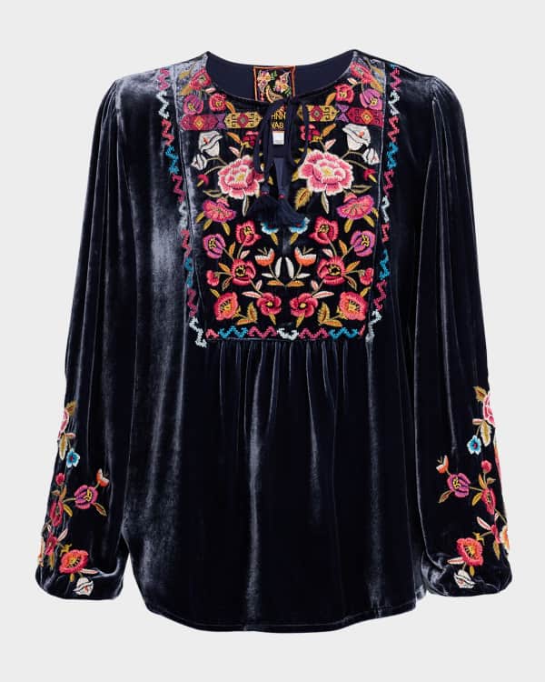 Johnny Was Zippy Floral-Print Cotton Sleep Shirt | Neiman Marcus