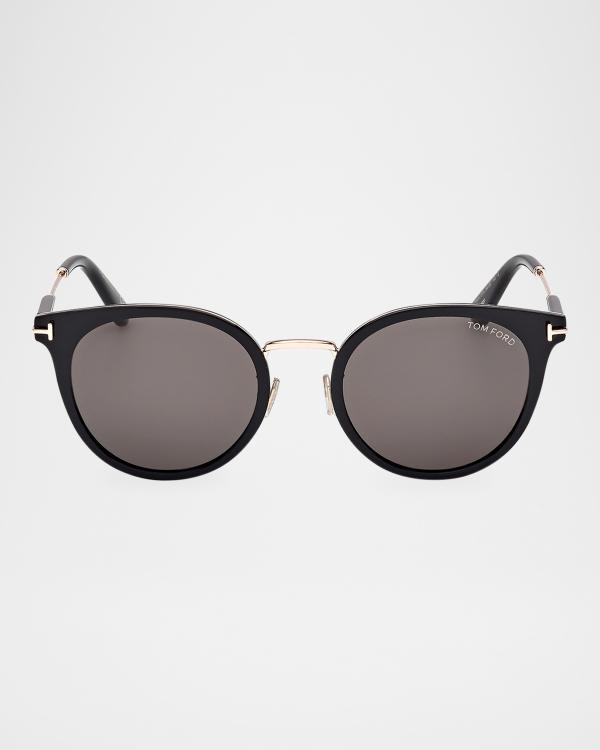 TOM FORD Saffron Acetate Round Sunglasses | Neiman Marcus display picture 1