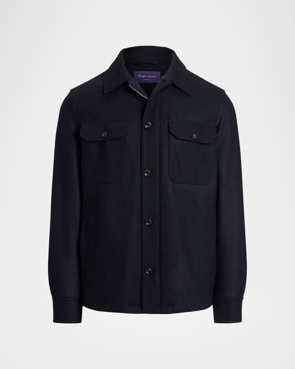 Ralph Lauren Purple Label Men's Suede Overshirt | Neiman Marcus