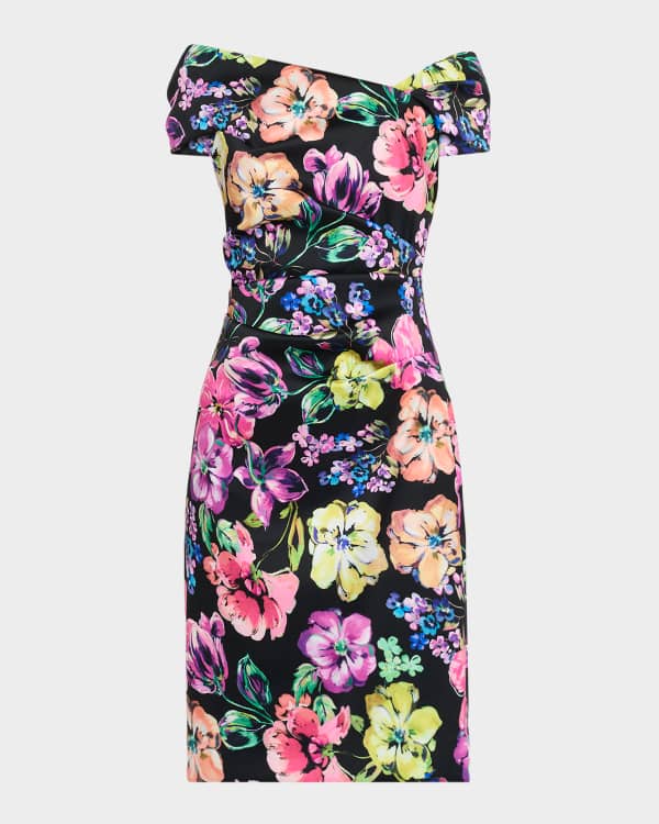 Tadashi Shoji Bodycon Floral-Print Ruffle Dress | Neiman Marcus