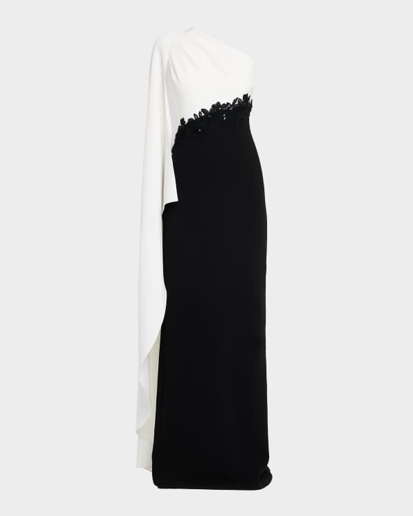 Tadashi Shoji Two-Tone A-Line Lace Crepe Gown | Neiman Marcus