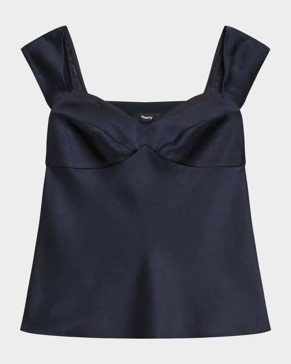 Theory Silk-Blend Combo Shell Top | Neiman Marcus