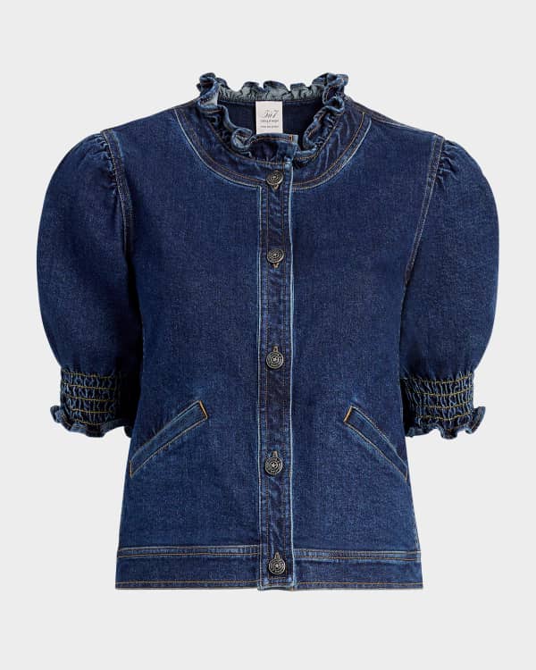 Sandro Paloma Embellished Faded Denim Jacket | Neiman Marcus