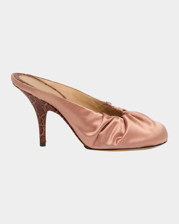 Dries Van Noten Metallic Leather Block-Heel Mules | Neiman Marcus