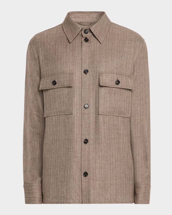 Brunello Cucinelli Men's Wool-Cashmere Western Overshirt