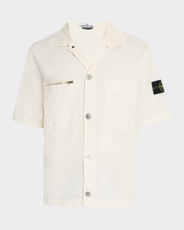 Stone Island Men's Ghost Zip-Front Cotton-Wool Overshirt | Neiman