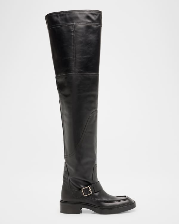Saint Laurent Men's Wyatt Croc-Embossed Leather Side-Zip Boots