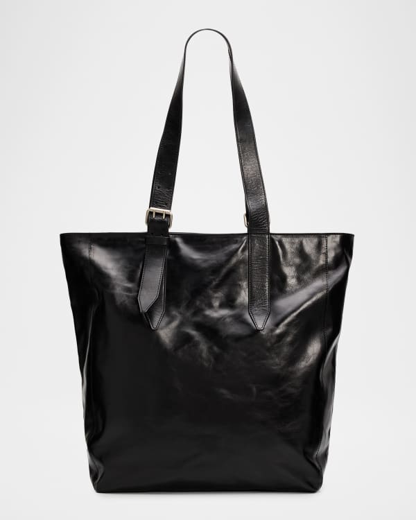 DRIES VAN NOTEN ブラックレザートートバッグ Dries Van Noten Men's Double Two-Tone Leather Tote Bag | Neiman Marcus