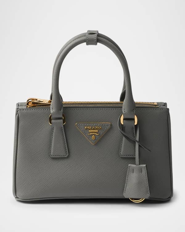 希少PRADA LUNA ROSSA ミニボストンバッグ グレー Prada Small Cotton Canvas Top-Handle Bag | Neiman Marcus