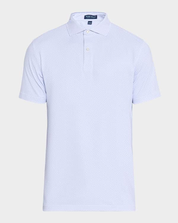 Peter Millar Men's Gingham Performance Jersey Polo Shirt - Cottage Blue