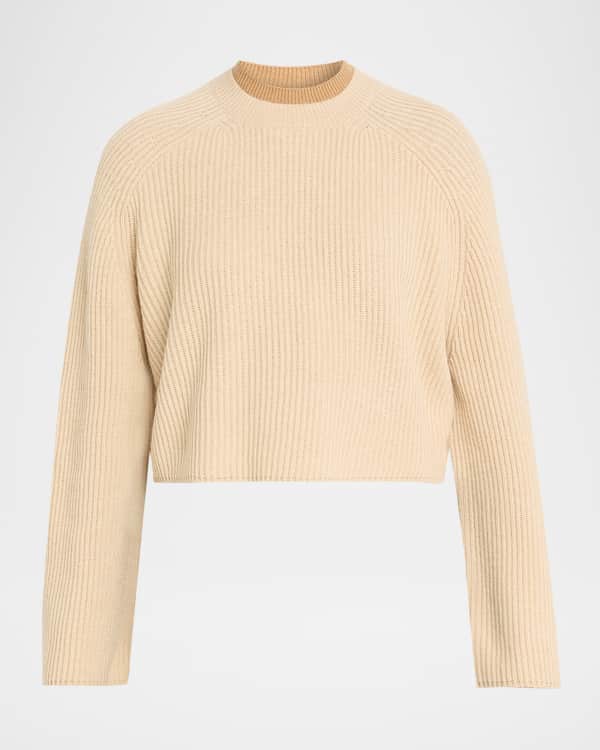 Prada Cashmere Ribbed Elbow-Patch Quarter-Zip Sweater | Neiman Marcus