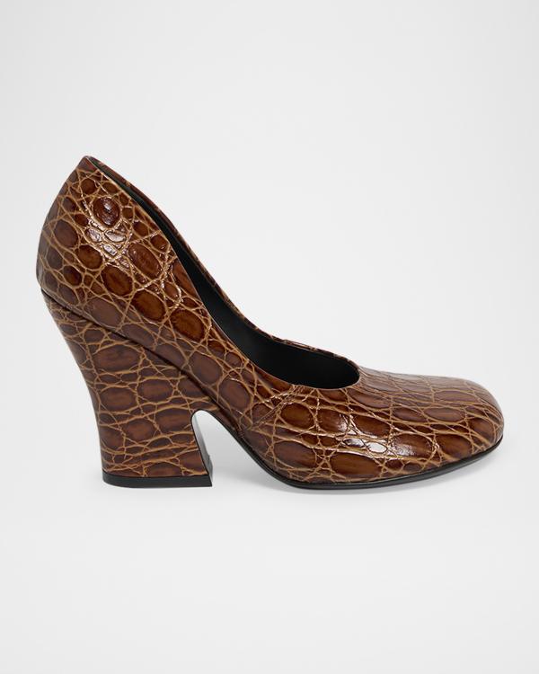 Dries Van Noten Python Stamped Leather Wedge Pumps | Neiman Marcus