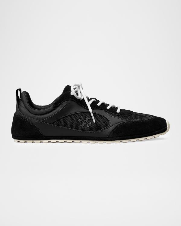 Tory Burch Sawyer Mixed Leather Trainer Sneakers | Neiman Marcus