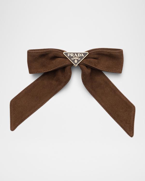 Prada Floral-Print Quilted Satin Bow Hair Clip | Neiman Marcus display picture 3