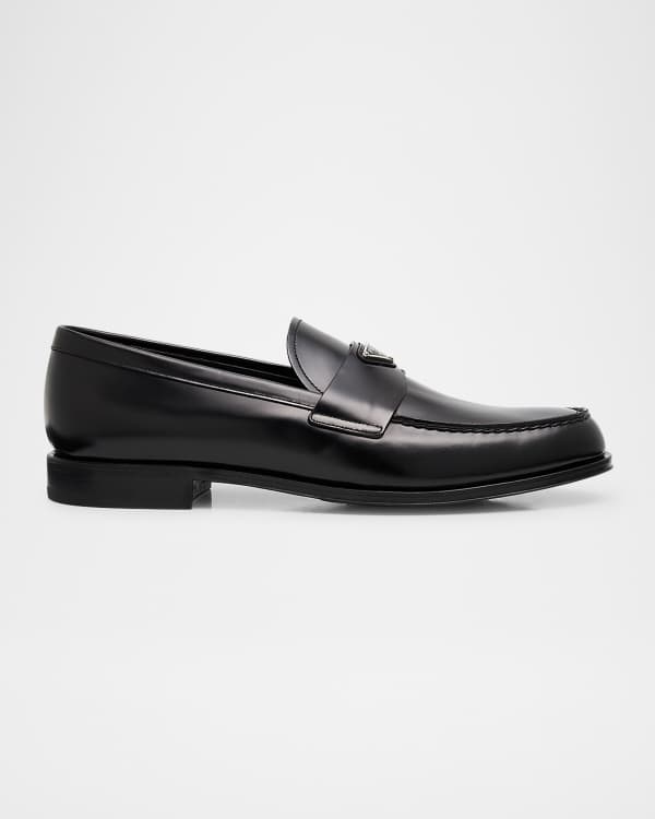 Prada Men's Triangle Logo Saffiano Leather Loafers | Neiman Marcus
