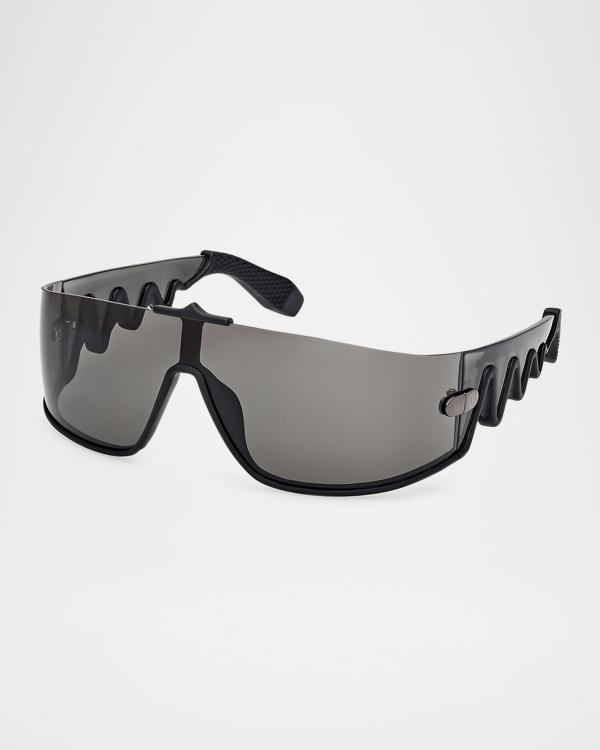 Neiman Marcus Luxury Oversized Shield Futuristic Sunglasses Futuristic Adjustable Arms Cyberpunk Monoblock Shield  main image 4