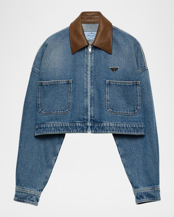 Prada Washed Denim Blouson Jacket | Neiman Marcus