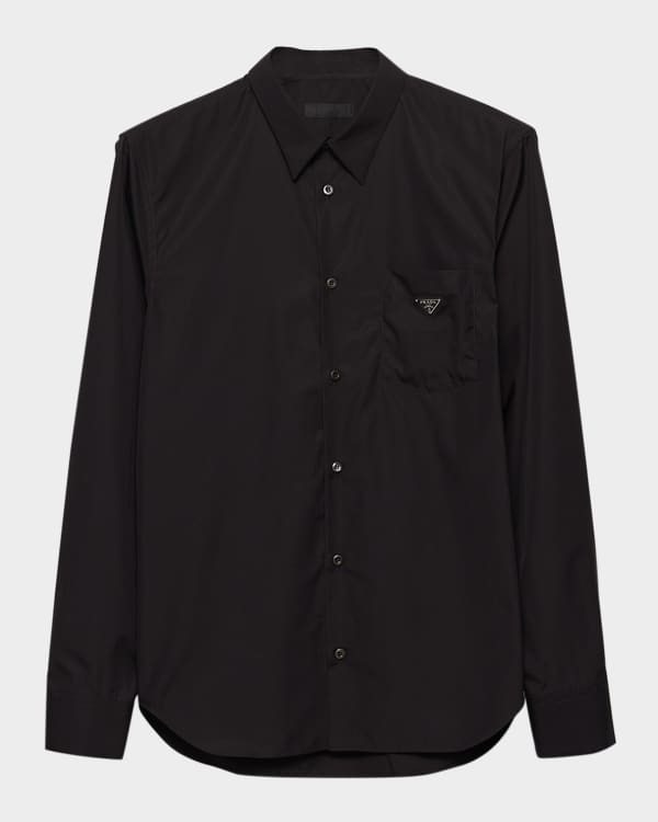 Prada Men's Poplin Double Match Camp Shirt | Neiman Marcus