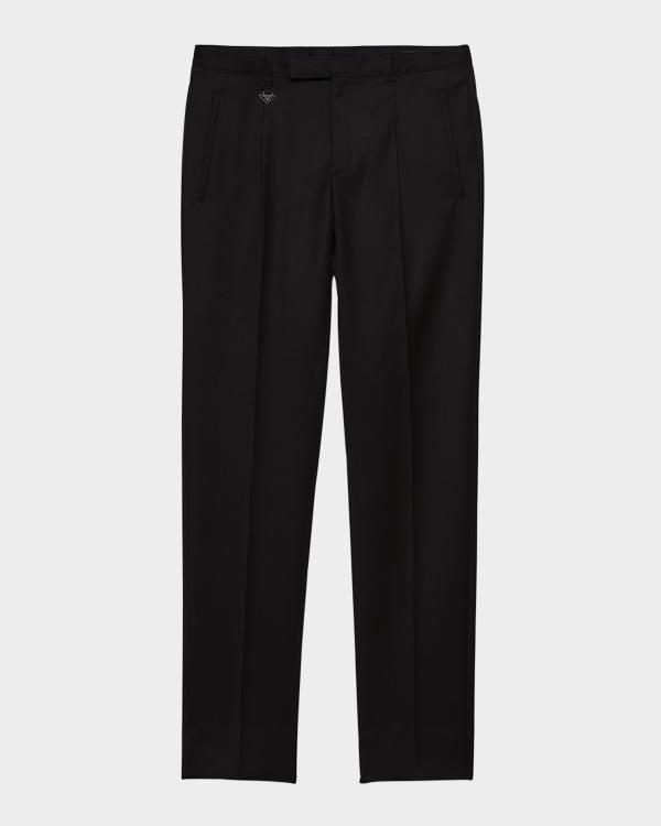 Prada Men's Pleated Twill Pants | Neiman Marcus