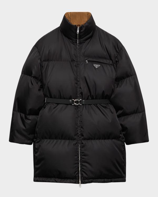 Prada Soft Canvas Oversized Down Parka Jacket | Neiman Marcus