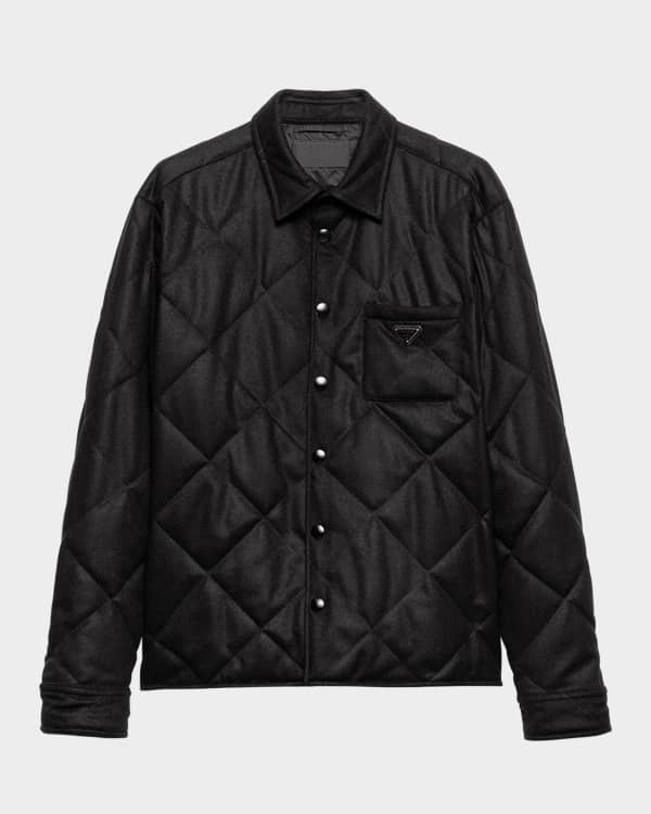 Prada Men's Distressed Canvas Shirt Jacket | Neiman Marcus